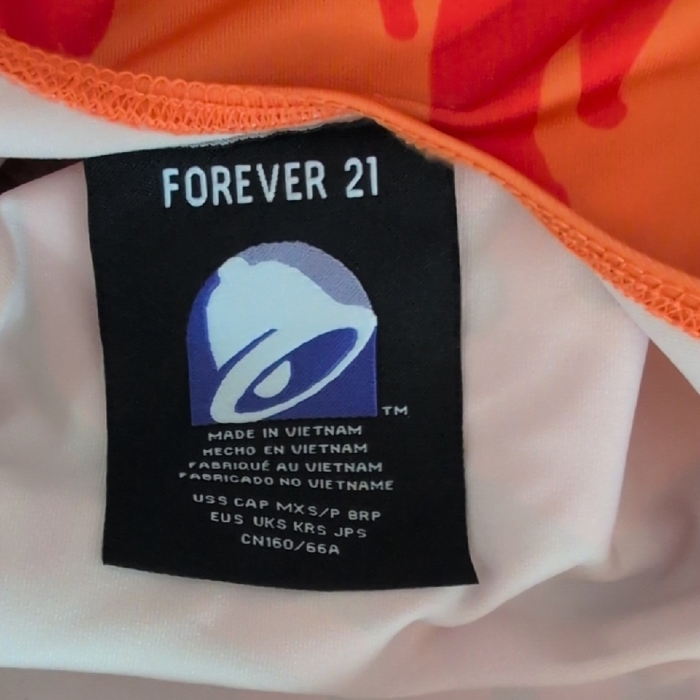 NWT Forever 21 Orange 'Hot Born Saucy' One Piece Swimsuit  Small - Picture 8 of 10
